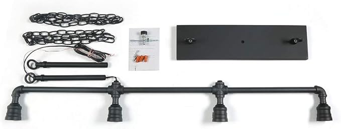 LOG BARN Pendant Lighting for Kitchen Island, 4-Light Farmhouse Industrial Lighting in Black Metal, 44" Linear Dining Room Lighting Fixtures Hanging