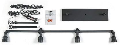 LOG BARN Pendant Lighting for Kitchen Island, 4-Light Farmhouse Industrial Lighting in Black Metal, 44" Linear Dining Room Lighting Fixtures Hanging