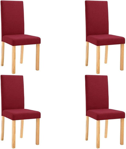 Wine Red Fabric Dining Chairs 4 Pcs Set with Rubber Wood Frame, Soft Upholstered Seats for Dining Room Kitchen Farmhouse