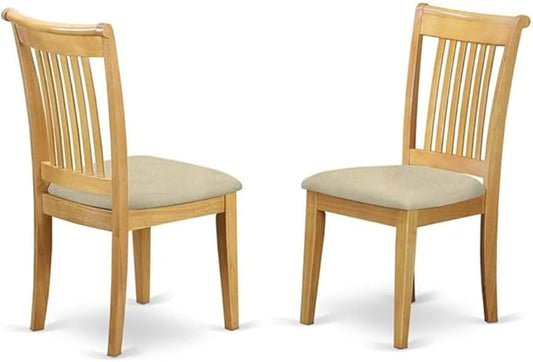 East West Furniture POC-OAK-C Portland Dining Chairs - Linen Fabric Upholstered Solid Wood Chairs, Set of 2, Oak
