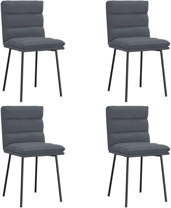 4-Piece Dark Gray Velvet Dining Chairs Set with Sturdy Metal and Wood Frame, Comfortable Upholstered Accent Chairs for Dining Room Kitchen Living Room Bedroom
