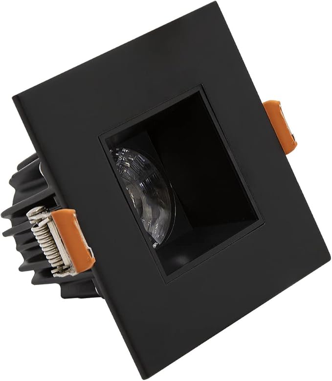 Maxxima 2 in. Ultra-Thin Recessed Anti-Glare LED Downlight - Canless IC Rated, 450 Lumens, 5 Color Temperature Selectable 2700K/3000K/3500K/4000K/5000K, Dimmable Square Black Trim, 90 CRI