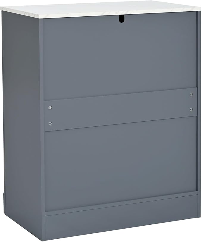 Modern Freestanding Kitchen Pantry Buffet Food Storage and Coffee Station Cabinet with Drawer 2 Adjustable Shelves and 2 Door Shelves Practical(Gray)