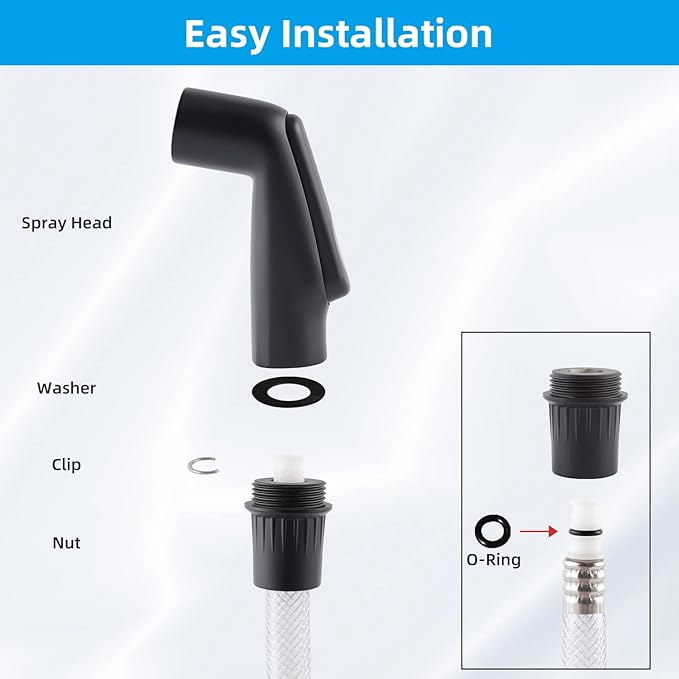 Hygie Rinse Kitchen Sink Side Sprayer Head Replacement Universal Sink Spray Attachment Compatible with Delta, Moen, Kohler and Other OEM Brand, Pull Out Kitchen Sink Faucet Sprayers Head - Matteblack