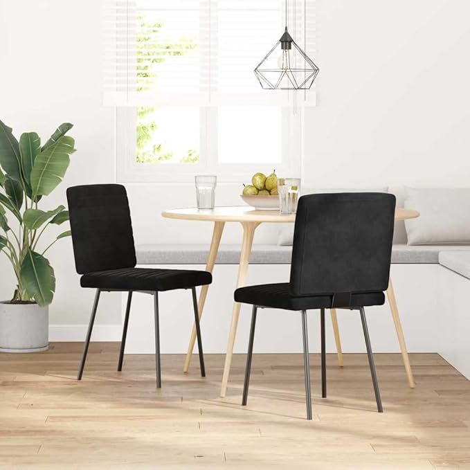 Black Velvet Dining Chairs Set of 2 Modern Accent Furniture with Sturdy Plywood Frame and Tapered Metal Legs for Kitchen Dining Room Living Room