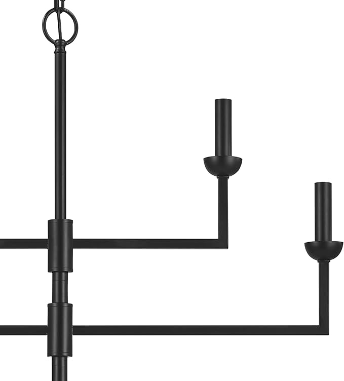 Globe Electric 67000125 6-Light Chandelier, Matte Black, 3-Tier Construction, Black Chain, Swivel Arms, Candelabra Base Bulbs, Ceiling Light Fixture, Chandeliers for Dining Room, Home Decor