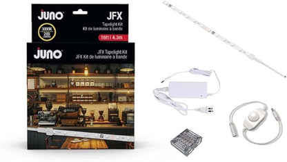 Juno JFX LED Tapelight Starter Kit, 16 Foot Neutral White LED Strip Light, Flexible Under Shelf LED Lighting with Dimmer, 200 Lumens, Easy Install Plug-in Light Strip for Kitchen or Accent Lighting