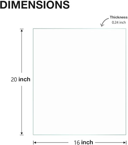 16" x 20" Rectangle Tempered Glass Table Top, Clear Surface 1/4" Thick Flat Polished Edge for Furniture Protection Patio Dining Coffee End Tables (16 in x 20 in)