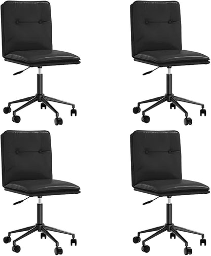 Modern Farmhouse Dining Chairs Set of 4 Black Faux Leather Adjustable Height Kitchen Chairs with Metal Frame for Dining Room Living Room Comedor