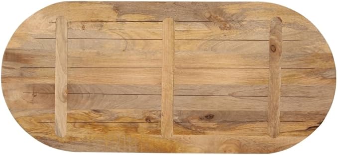 39.4"x15.7"x1" Brown Solid Mango Wood Oval Tabletop, Rustic Butcher Block Countertop for Dining Room, Kitchen Island, Easy Care Wood Table Top, Indoor Use Only