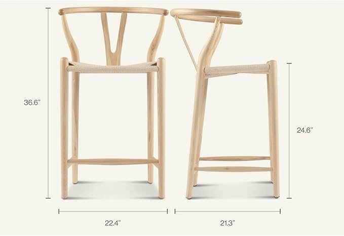 Barstool,Weave Counter Height Bar Stools, Fully Assembled Rattan Bar Chairs for Kitchen Island,1pc,Natural