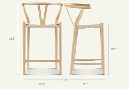 Barstool,Weave Counter Height Bar Stools, Fully Assembled Rattan Bar Chairs for Kitchen Island,1pc,Natural