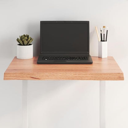 Solid Oak Live-Edge Butcher Block Table Top 15.7x23.6x1.6 in, Varnished Small Wood Desk Countertop for Dining Room Kitchen Office Crafting