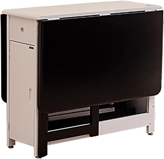 Solid Wood Folding Dining Table,Expandable Drop Leaf Island Kitchen Table with Drawers,Rectangular Dining Table Small Space Foldable Table with Wheels,No Chairs(51" W x 34.5" D x 29.5" H, Black)