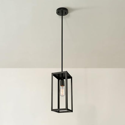 Globe-Electric 67000150 1-Light Pendant Light Fixture, Matte Black, Dining Room Fixture, Kitchen Island Lighting, Contemporary, Living Room Pendant Light, Hanging Lights for Bedroom