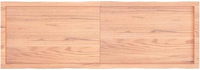 Solid Oak Live Edge Table Top 63 x 19.7 x 1.6 in, Butcher Block Desk Countertop, Foldable Small Workbench Top for Dining Room, Home Office, Varnished Light Brown Finish