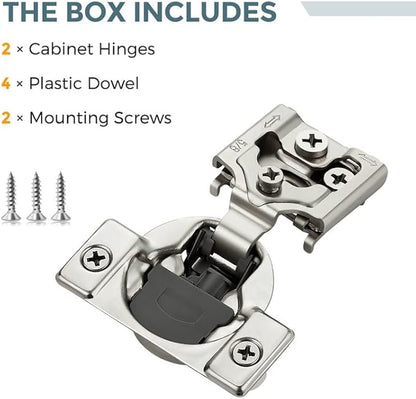 HOME EDIT 2 Pack 1 Pair 5/8 inch Overlay Soft Close Cabinet Hinges for Kitchen, Stainless Steel Three-Way Adjustable, Concealed Self-Closing Door Hinges