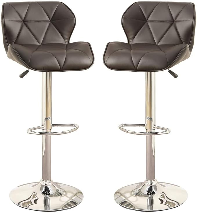 Living Room Chairs Comfy, Modern Adjustable Height Kitchen Island Stools Set of 2, Counter Height Swivel Bar Stools with Gas Lift for Dining and Kitchen，Bedroom Furniture，Simple Assembly,Brown