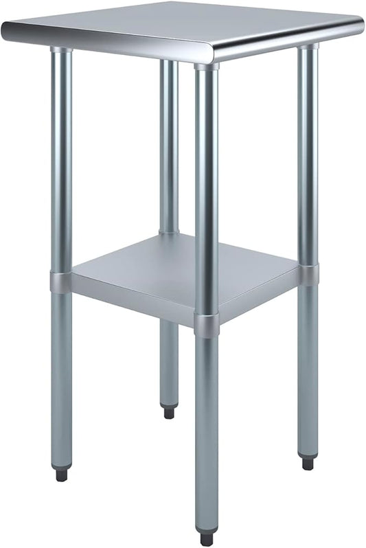 AmGood Stainless Steel Work Table with Undershelf | Kitchen Island Food Prep | Laundry Garage Utility Bench | NSF Certified (20" Long x 20" Deep)