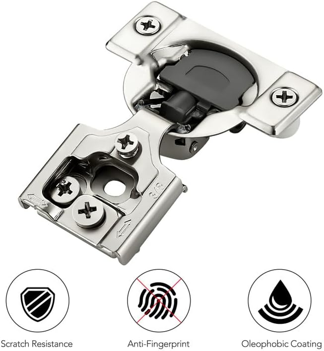 Ravinte 20 Pack 10 Pair 3/8 inch Overlay Cabinet Hinges Kitchen Soft Close Hidden Door Hinges for Kitchen Cabinet Stainless Steel Adjustable Satin Nickel Cupboard Hardware