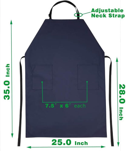 VWELL Waterproof Rubber Vinyl Apron W/ 2 Pockets - Lab Apron for DishWashing, Grooming 2Pack