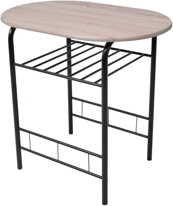 Modern Breakfast Bar Table Set with 2 Stools, Space Saving Kitchen Dining Table Set with Iron Frame & MDF Top, Black Bistro Set for Small Spaces, Apartments, Cafes