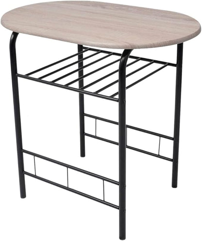 Modern Breakfast Bar Table Set with 2 Stools, Space Saving Kitchen Dining Table Set with Iron Frame & MDF Top, Black Bistro Set for Small Spaces, Apartments, Cafes