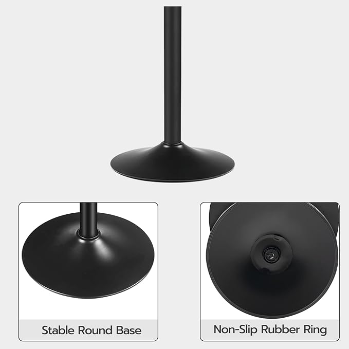 HOOBRO Bar Table, Height-Adjustable Round Pub Table 27-35.4 Inches, Cocktail Table with Sturdy Base, Modern Style, Easy to Assemble, Suitable for Small Space, Black BK58BT01G1