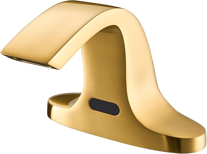 Touchless Bathroom Sink Faucet, Automatic Sensor Faucet for 3 Hole,Touchless Faucet for Bathroom Sink,Smart Faucet Gold