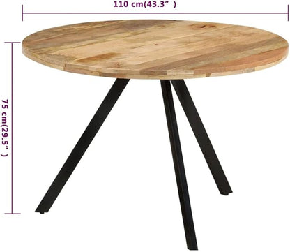 Solid Mango Wood Dining Table 43.3"x29.5" Kitchen Island Table with Iron Base Brown and Black Counter Height Narrow Console for Dining Room Furniture