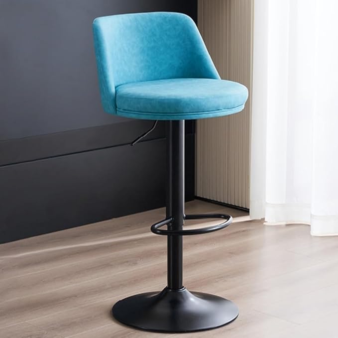PU Leather Adjustable Stools - Swivel Armless Counter for Kitchen Island, Dining Room &,/Blue a-One Size