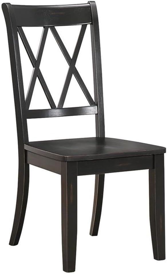 Lexicon Janina Dining Room Chairs Set of 2, Modern Farmhouse Dining Chairs Set of 2, Solid Wood, X Cross Back, for Traditional Modern Ranch Style Kitchen, Armless, Easy Assembly, Black