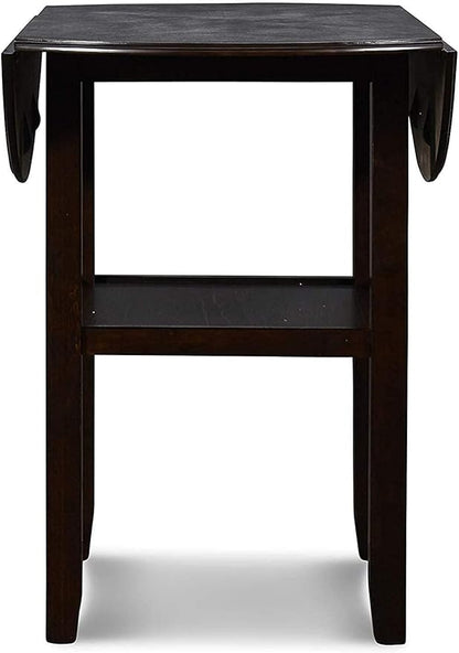 New Classic Furniture Gia 3-Piece Drop Leaf Counter Table Set with 2 Chairs, 42-Inch, Ebony
