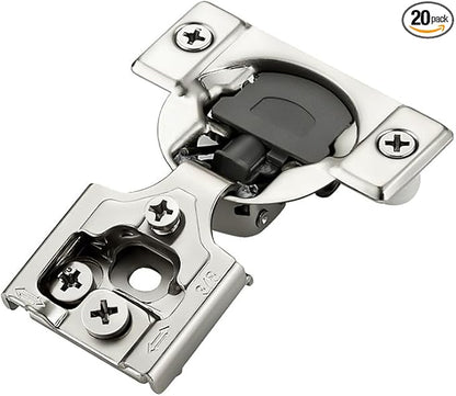 20 Pack 10 Pairs 3/8 Inch Overlay Soft Close Hinges for Kitchen Cabinet - Satin Nickel Hidden Stainless Steel Concealed Self Closing