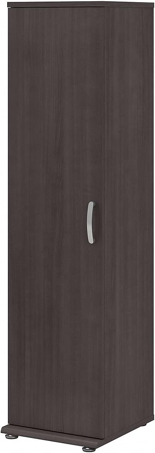 Bush Business Furniture Universal Tall Narrow Storage Cabinet with Door and Shelves in Storm Gray