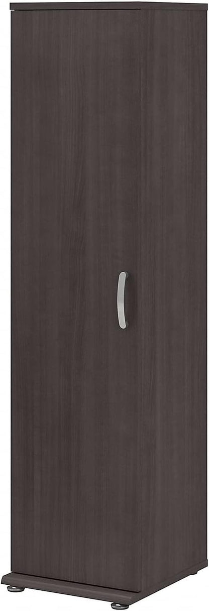 Bush Business Furniture Universal Tall Narrow Storage Cabinet with Door and Shelves in Storm Gray