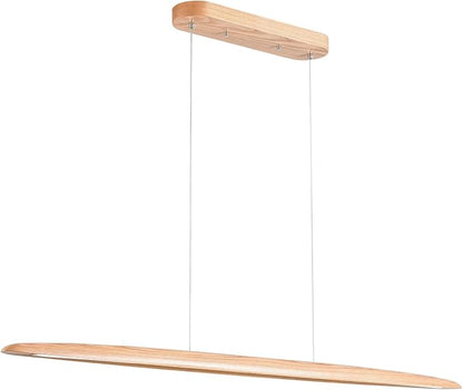 YISDESIGN 51" 36W Wood LED Linear Pendant Light Fixture Led Dining Room Light Dimmable Hanging Light Fixture for Dining Room Kitchen Island Pool Table Lights Natural Ash