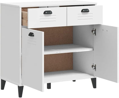 White Sideboard Buffet Cabinet 31.5x31.5x31.5 in Engineered Wood Matte Finish Coffee Bar Liquor Cabinet with 2 Doors 2 Drawers Modern Storage for Living Room Dining Hallway