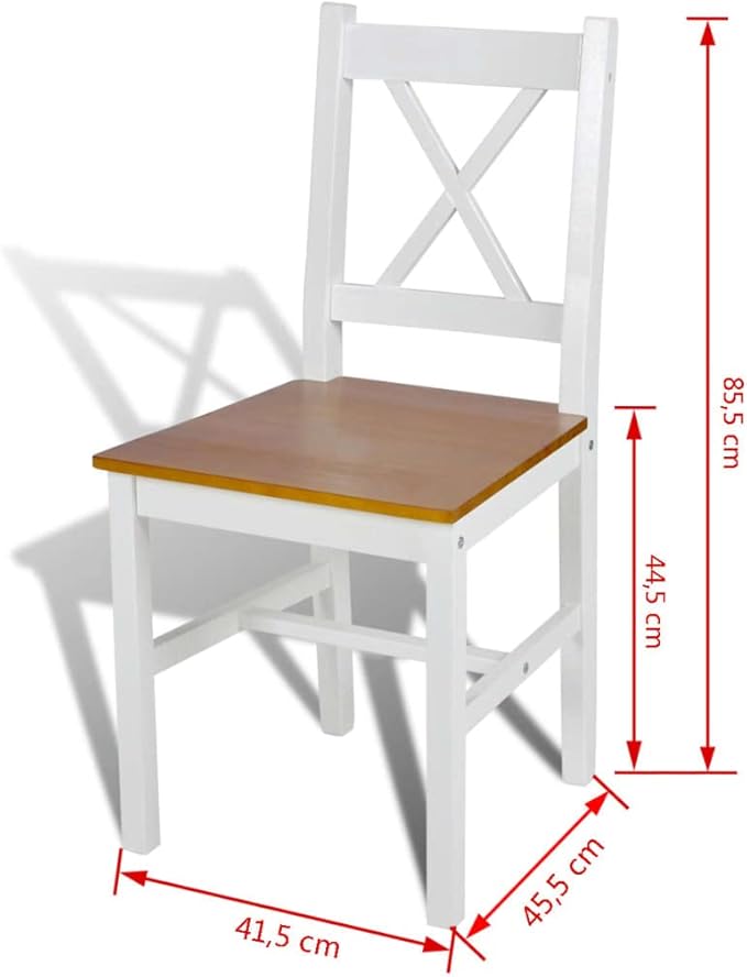 Farmhouse Dining Chairs Set of 6 White Pinewood Solid Wood Kitchen Chairs with Ergonomic Design for Dining Room and Kitchen Furniture