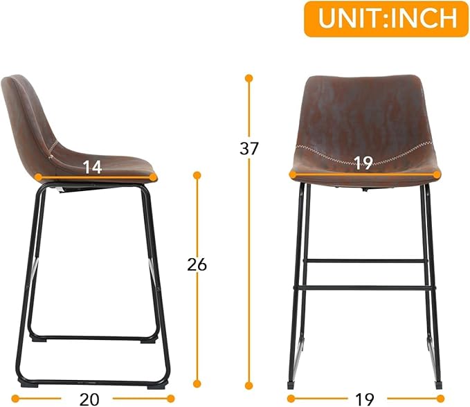 PayLessHere Dining Chairs Set of 2 Kitchen Chairs Living Room Chairs Counter Stools with Backs Leather Island