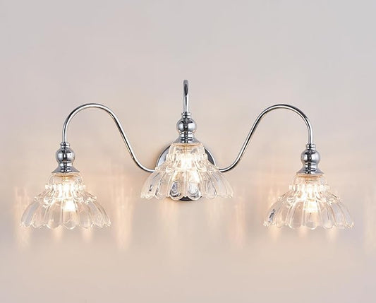 Chrome Bathroom Vanity Lights Modern Crystal Vanity Lighting Fixtures 3-Lights Bathroom Lights for Bathroom Bedroom Kitchen Living Room Dining Room