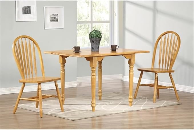 Pemberly Row Arrowback Dining Side Chair, Set of 2, Solid Wood Construction, Light Oak Finish, 38 in Tall, Ergonomic Shield Seat, Farmhouse Style Kitchen or Dining Room Seating