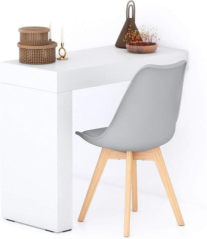 Mobili Fiver, Evolution Dining Table 35.4 x 15.7 in, Ashwood White with One Leg, Made in Italy