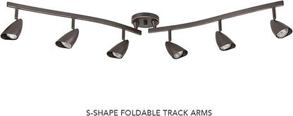 Globe Electric 59376 Grayson 6-Light Adjustable S-Shape Track Lighting, Bronze Color, Oil Rubbed Finish