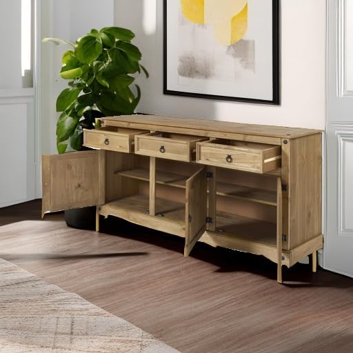 Furniture Dash Solid Wood Buffets & Sideboards 65.9" W, 16.9" D, 31.6" H - Kitchen Storage Cabinets, Buffet Cabinet with Storages, Bar Liquor Cabinet, Kitchen Island, Entertainment Center