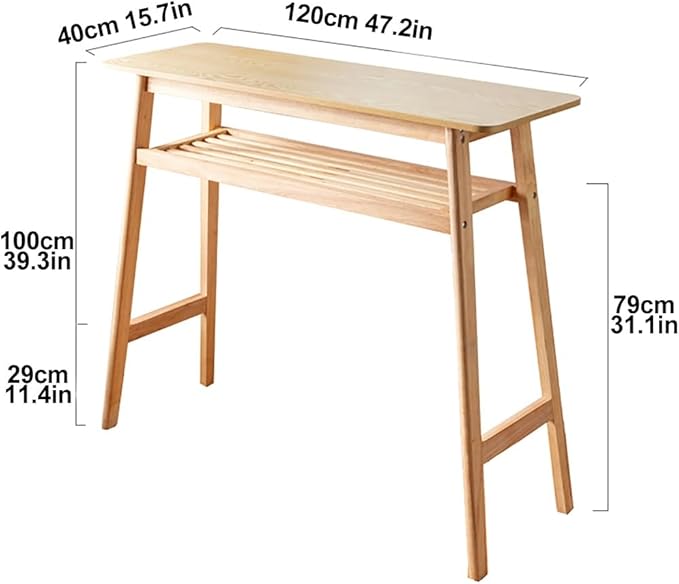 Modern White Narrow Long High Table - Sturdy Metal Frame, Space-Saving Design for Kitchen Island & Living Room Bar - Versatile Countertop Table, No Stools Includ