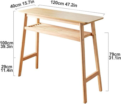 Modern White Narrow Long High Table - Sturdy Metal Frame, Space-Saving Design for Kitchen Island & Living Room Bar - Versatile Countertop Table, No Stools Includ