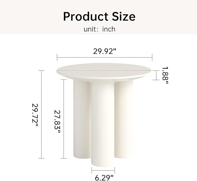 29.92" Cream White Round Dining Table Modern Rectangular Kitchen Table Minimalist Ripple Base Compact Space Saving Desk For Apartment Dining Room Home Furniture Easy Assembly Durable Wood Surface