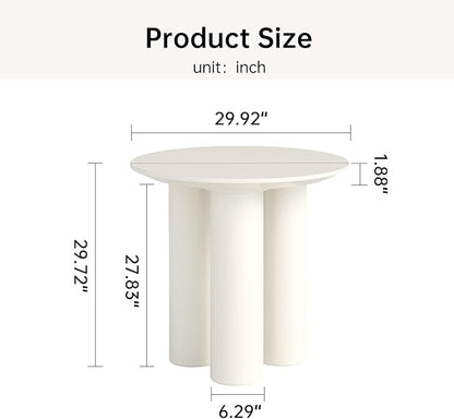 29.92" Cream White Round Dining Table Modern Rectangular Kitchen Table Minimalist Ripple Base Compact Space Saving Desk For Apartment Dining Room Home Furniture Easy Assembly Durable Wood Surface