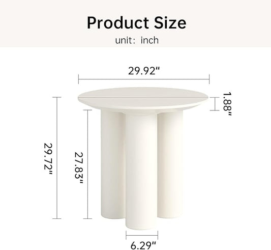 Guyii 29.92" Cream White Dining Table, Modern Round Kitchen Table, Small Indoor End Table for Kitchen, Bar, Living Room, Small Space, Easy Assembly, Table Only